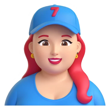 A plus-size woman with a cap that says "Komarova" in a 3D emoji style. sticker