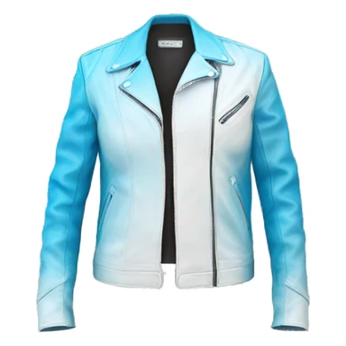 Realistic side view of a sky blue to white ombre leather jacket. sticker