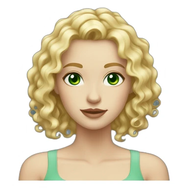 blonde white tall girl with wavy hair and green blueish eyes sticker