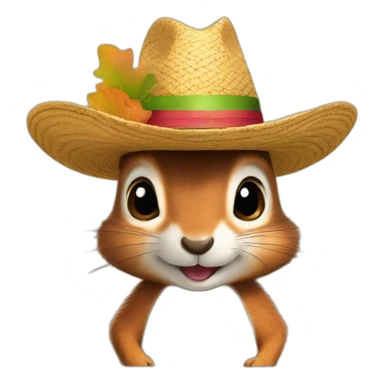 squirrel in a sombrero and ears sticking out of the top of the hat sticker