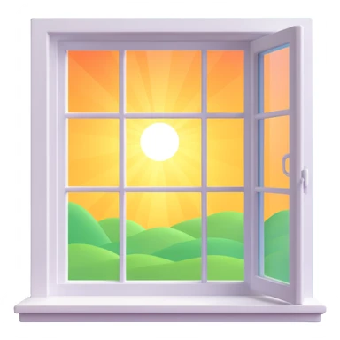 a big window with sunlight sticker