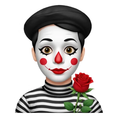 French mime with a rose sticker