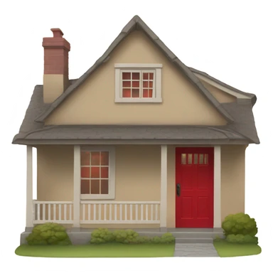 One floor Cottage tan paint with red door and red shutters sticker