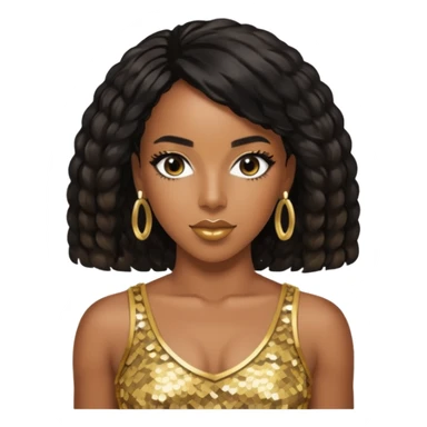 Kelly Rowland with black hair, gold sequin crop top  sticker