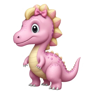 Pastel pink dinosaur with a bow and blond hair sticker