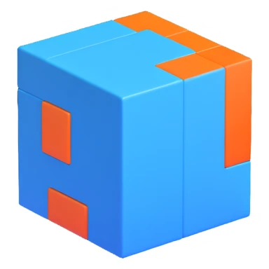 sleek blue 3D cube logo, simple design sticker