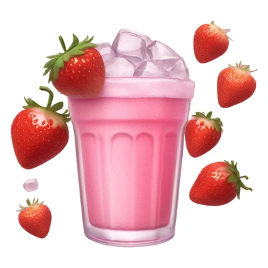 pink drink with ice and strawberries inside sticker