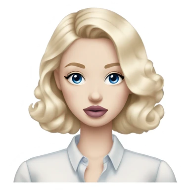 Hot girly pale blonde with blue eyes and light pink lips wearing YsL. Puffed sleeve shirt sticker