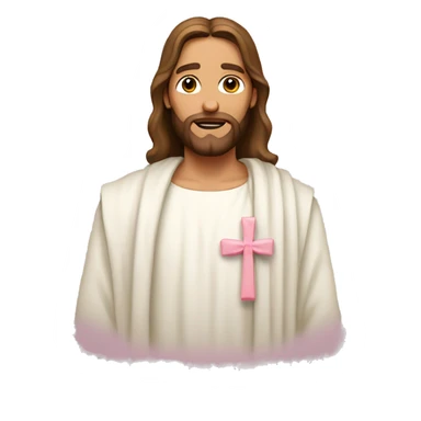 Jesus with a light pink bow on his head sticker