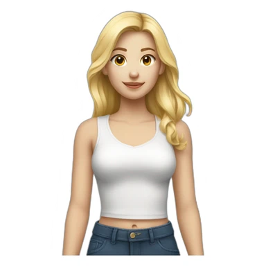 une fille avec un pantalon bleu en un haut noir, des cheveux blonds sticker