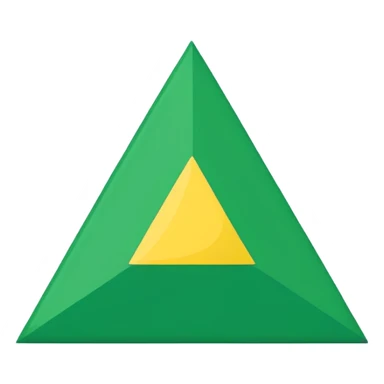 Emoji-style triangular flag, bright green, flat design, no folds or shading, simple and clean, minimalistic, centered on plain white or transparent background, high resolution sticker