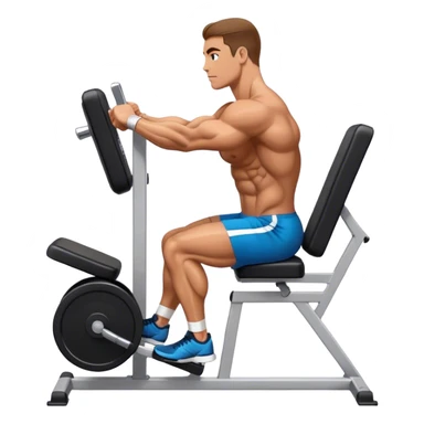 side-view bodybuilder seated weighted calf-raise machine lower leg exercise sticker