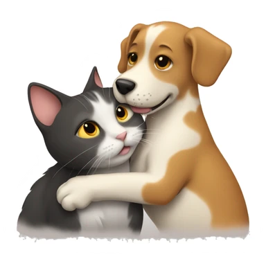 Dog and cat hugging sticker