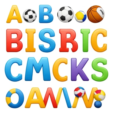 capital ABC letters with sport drawings sticker