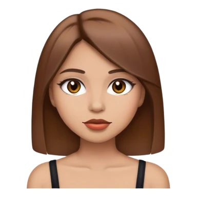 Brown hair girl straight hair light skin make up   sticker