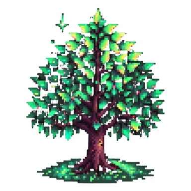 mystical tree with sparkling leaves and glowing magical aura sticker