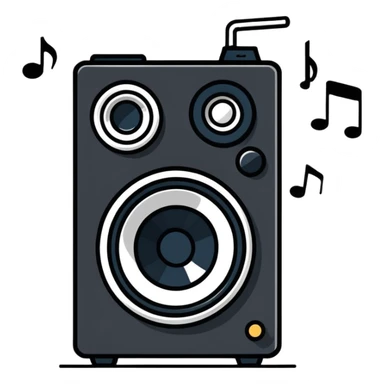 cute and simple small speaker with music notes coming out sticker