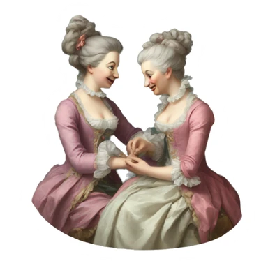 Painting of two rococo women chatting sticker