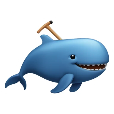 A whale holding a hockey stick sticker