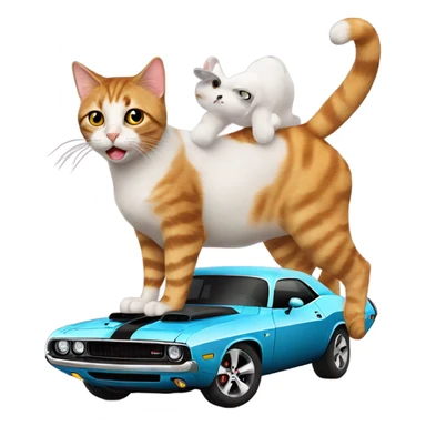 Cat riding a dodge challenger  sticker