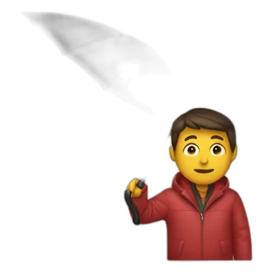 man with red jacket tired with umbrella  sticker