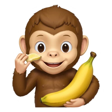 Curious George monkey peeling a banana sticker