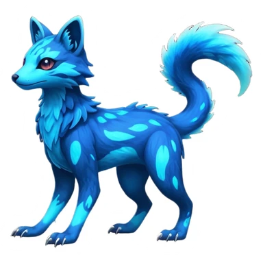 Rare realistic dark-neon glowing bioluminescent edgy badass epic pretty beautiful handsome gorgeous aesthetic colorful vibrant Vernid-Trico-species-Fakemon-creature by LiLaiRa, 4 legs, 1 tail, random markings, (full body) sticker