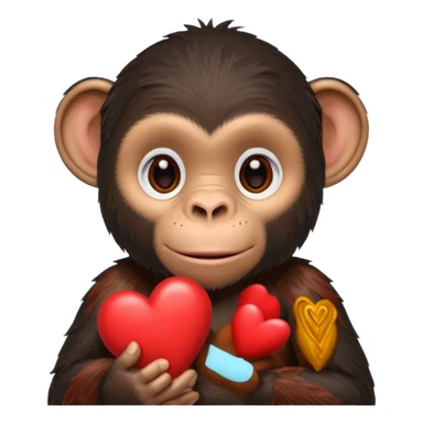 un chimpanze con un corazon sticker