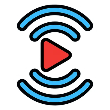 stream icon, bold, vibrant, with a sense of motion, tech-inspired sticker