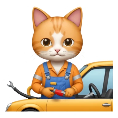 Cat repairing car sticker
