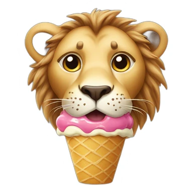Lion eating an ice cream sticker