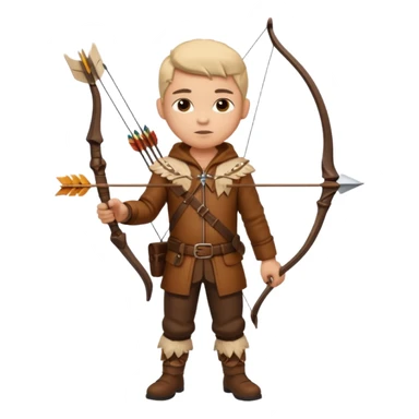 The classic hunter figure with a bow and arrow on his back, dressed in brown clothes and adorned with animal decorations sticker