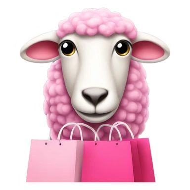 pink sheep with shopping bags  sticker