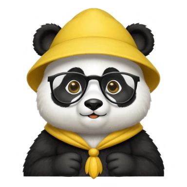 panda with yellow conical hat, glasses sticker