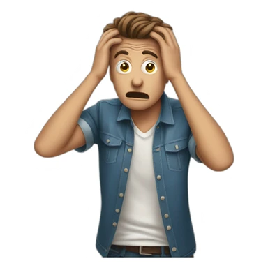 shocked guy hands on head zoomed abused emotion sticker