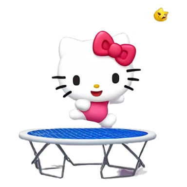 hello kitty jumping up on a trampoline sticker
