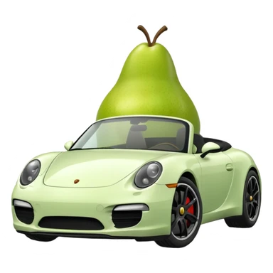 plain pear in a porshce withe black rims sticker