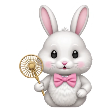 A rabbit hold a folding fan playfully sticker