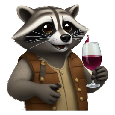 Raccoon drinking wine sticker