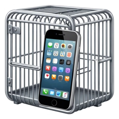 a mobile phone locked in cage sticker
