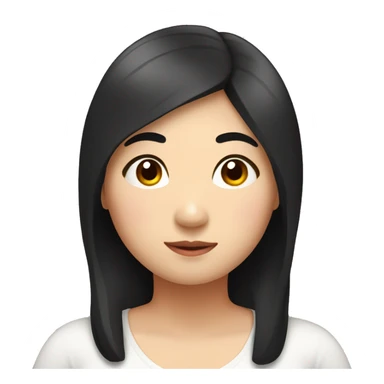 little overweight asian woman with black  hair, make emoji from shoulders, use one photo  sticker
