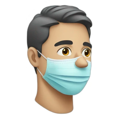 man put in his face mask sticker