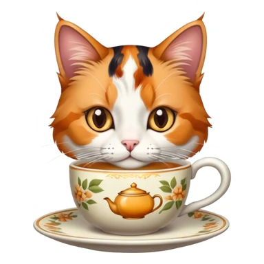 japanese cat drinking tea sticker