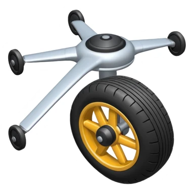 The aircraft's landing gear is one inflated, plump wheel with a strut, black in color, cartoon-style, isometric sticker