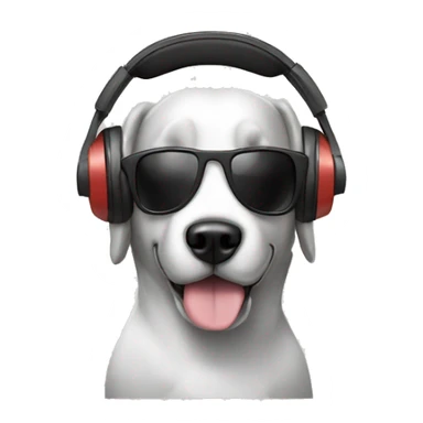 th rock with a dog head and headphones sticker