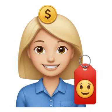 pricetag with an  worker sticker