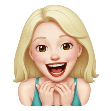 woman choking herself while laughing sticker