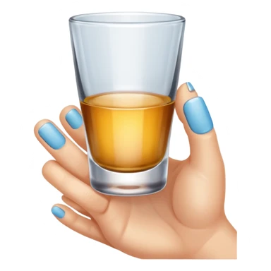 a hand holding a tiny shot glass sticker