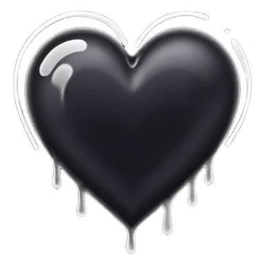 black ink heart emoji with ink streaks, isolated on white background sticker