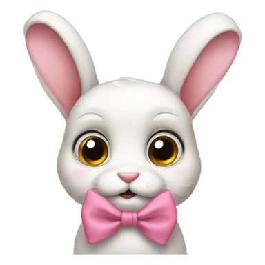 rabbit sad big eyes pink bow sticker